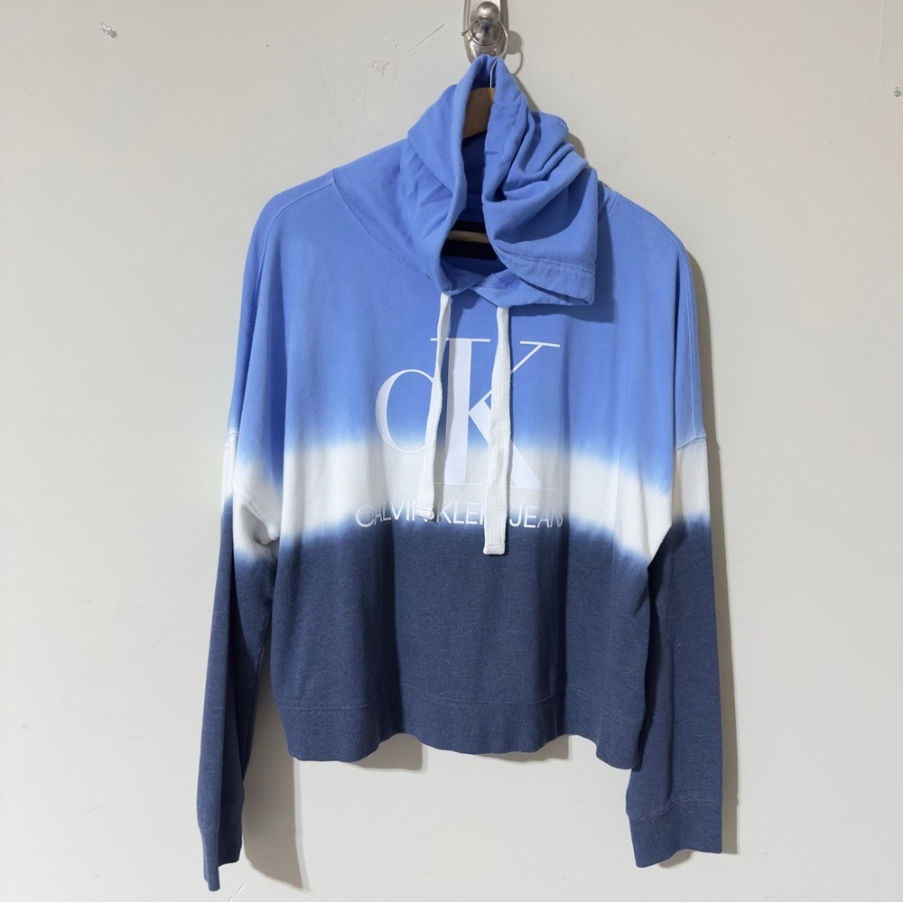 Calvin Klein Dip-Dye Logo Hoodie | Women's | Blue/White/Navy | Size: XL